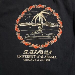 University of Alabama Vintage 1998 Fraternity and Sorority Luau mixer t-shirt.